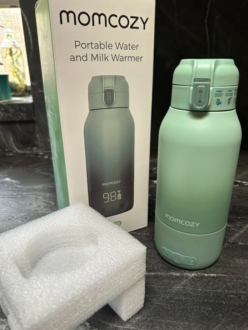 Momcozy MW05 Portable Water and Milk Warmer, Sage Green